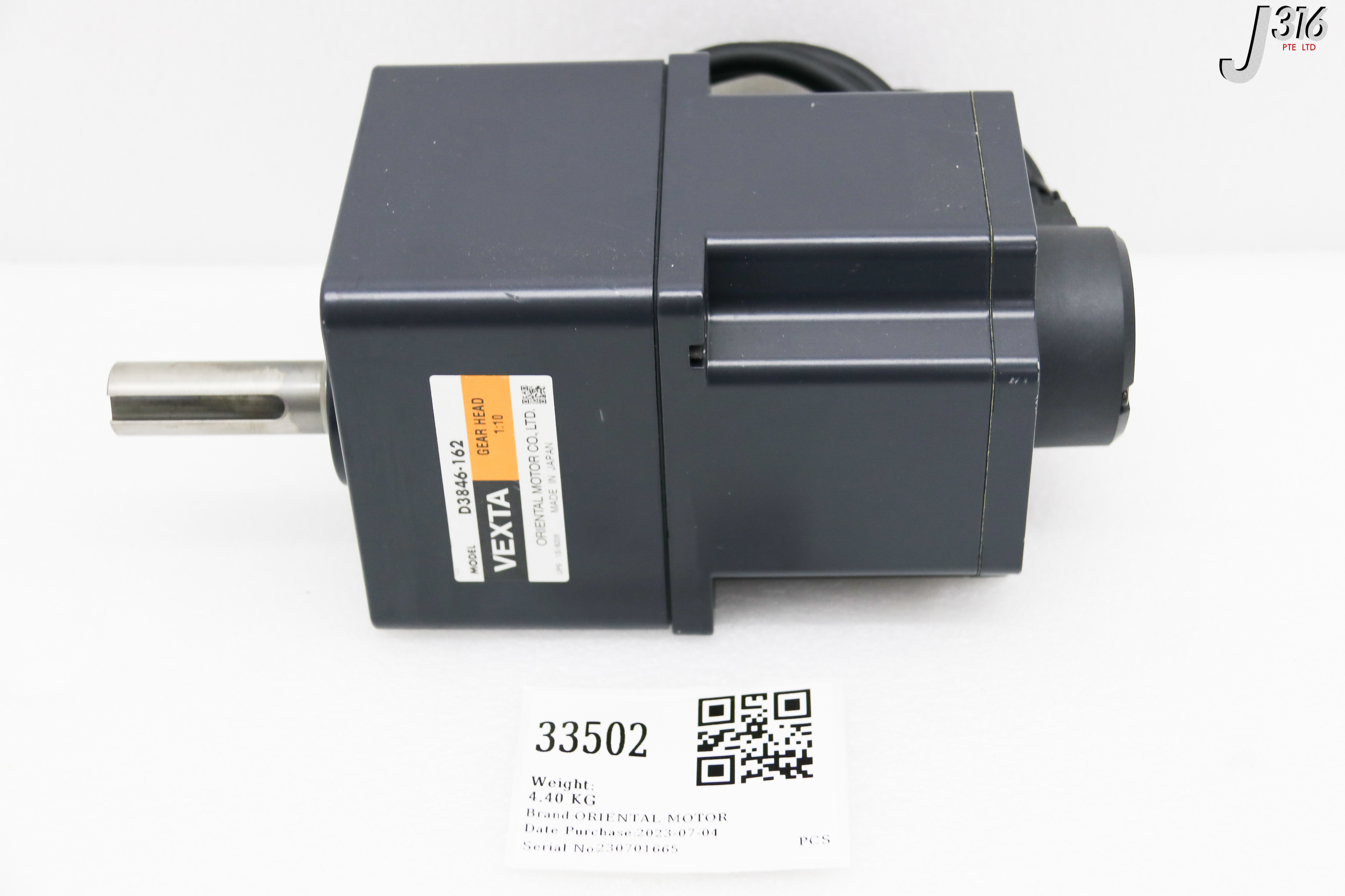 33502 ORIENTAL MOTOR VEXTA BRUSHLESS DC MTR W/ GEARHEAD D3846-162